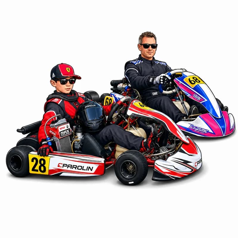 Illustration of an adult driver registering with one child