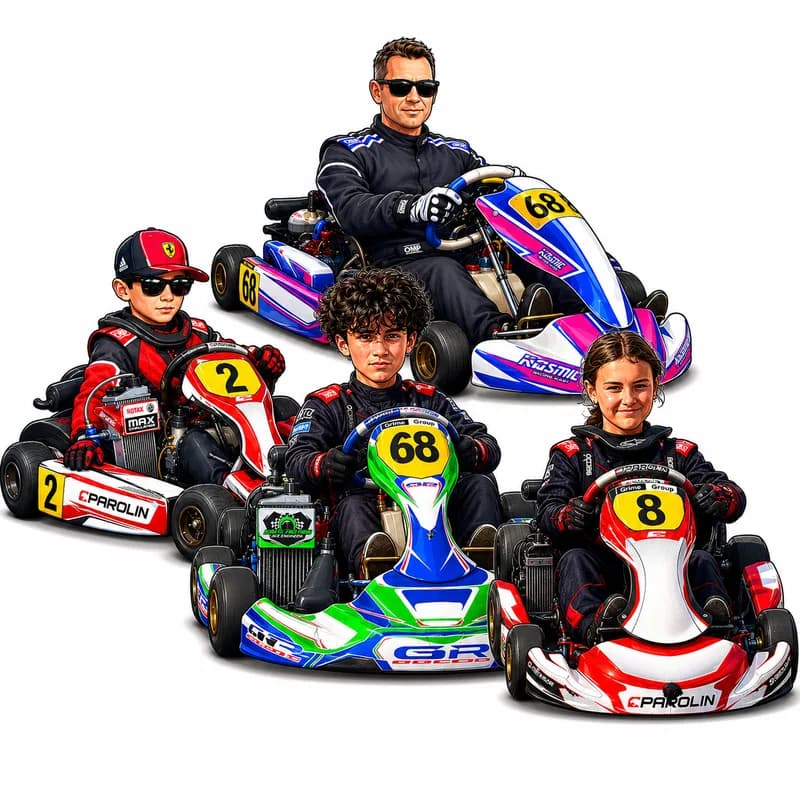Illustration of an adult driver registering with multiple children