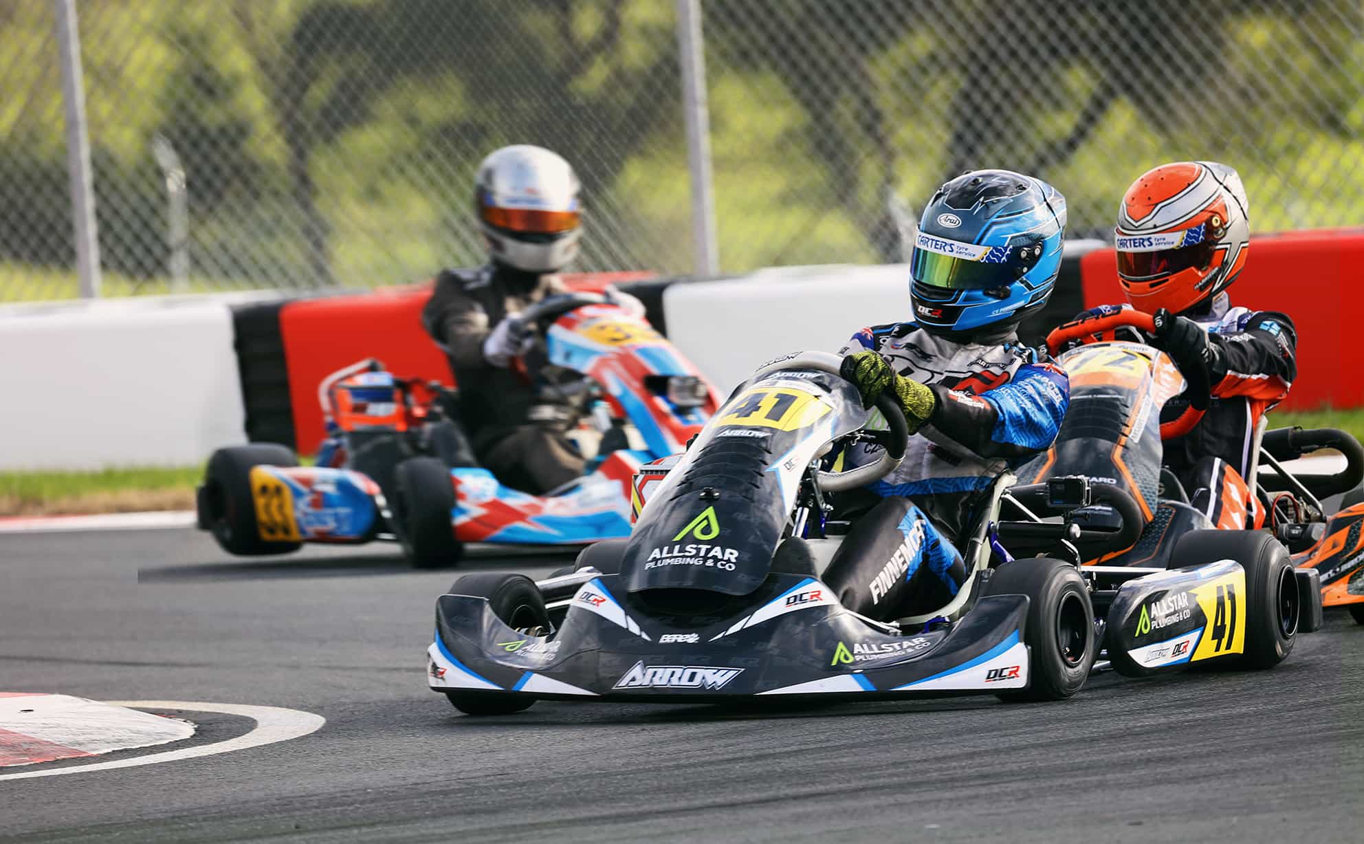 Karts racing at Sir Colin Giltrap Raceway